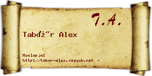 Tabár Alex névjegykártya