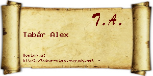 Tabár Alex névjegykártya